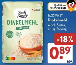 Aldi Süd BACK FAMILY Dinkelmehl Angebot