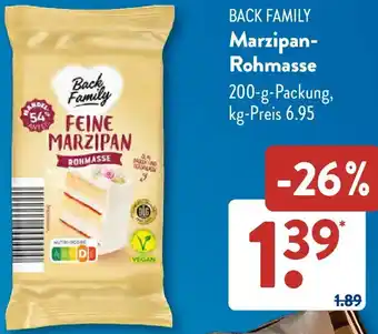 Aldi Süd BACK FAMILY Marzipan Rohmasse Angebot
