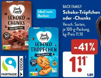 Aldi Süd BACK FAMILY Schoko-Tröpfchen oder Chunks Angebot