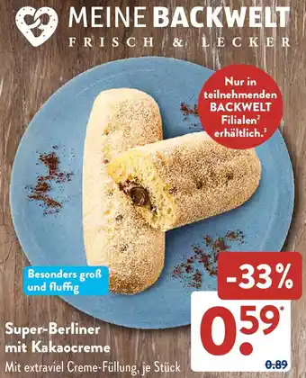 Aldi Süd Super-Berliner mit Kakaocreme Angebot