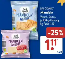 Aldi Süd BACK FAMILY Mandeln Angebot