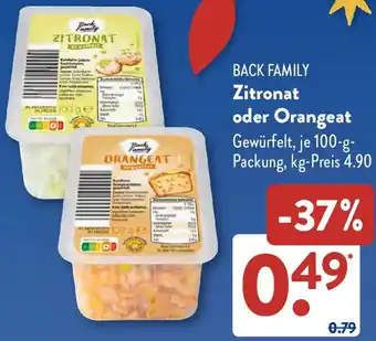 Aldi Süd BACK FAMILY Zitronat oder Orangeat Angebot