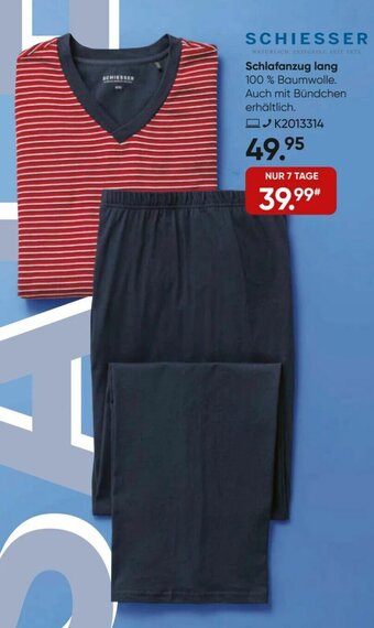Galeria Schiesser Schlafanzug lang Angebot