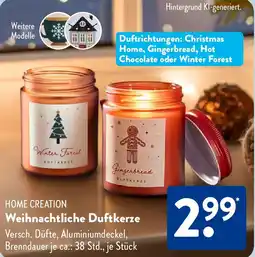 Aldi Süd HOME CREATION Weihnachtliche Duftkerze Angebot