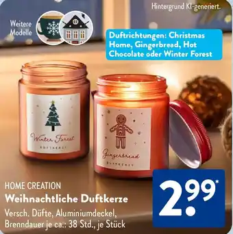 Aldi Süd HOME CREATION Weihnachtliche Duftkerze Angebot