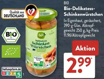 Aldi Süd Bio-Delikatess Schinkenwürstchen Angebot