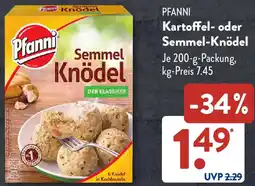 Aldi Süd PFANNI Kartoffel- oder Semmel-Knödel Angebot