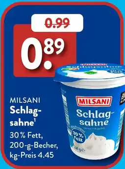 Aldi Süd MILSANI Schlagsahne Angebot