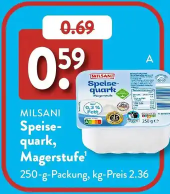 Aldi Süd MILSANI Speisequark, Magerstufe Angebot