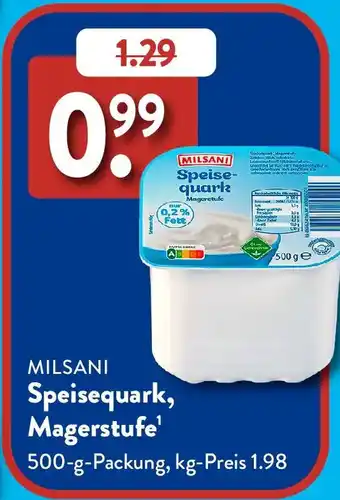 Aldi Süd MILSANI Speisequark, Magerstufe Angebot
