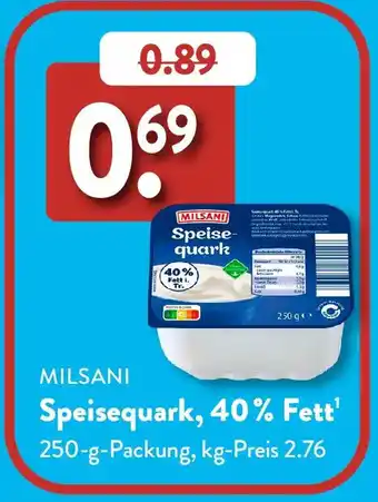 Aldi Süd MILSANI Speisequark, 40% Fett Angebot