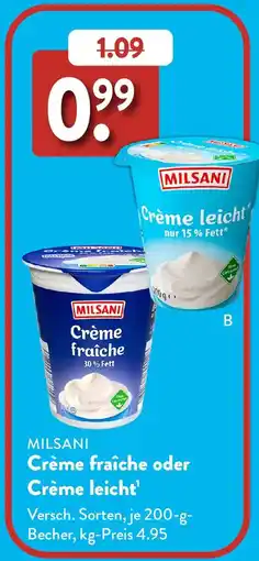 Aldi Süd MILSANI Crème fraîche oder Crème leicht Angebot