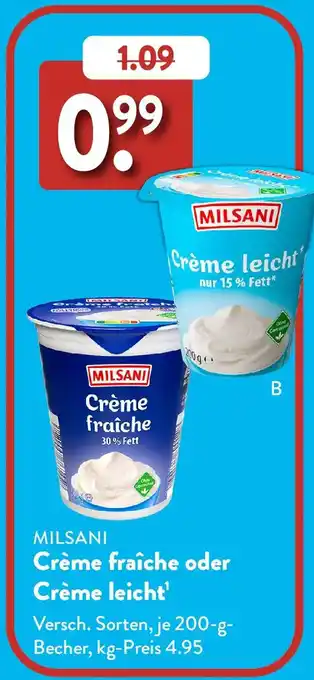 Aldi Süd MILSANI Crème fraîche oder Crème leicht Angebot