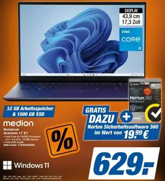 expert Techno Land medion Notebook Avantum 17 E1 Angebot