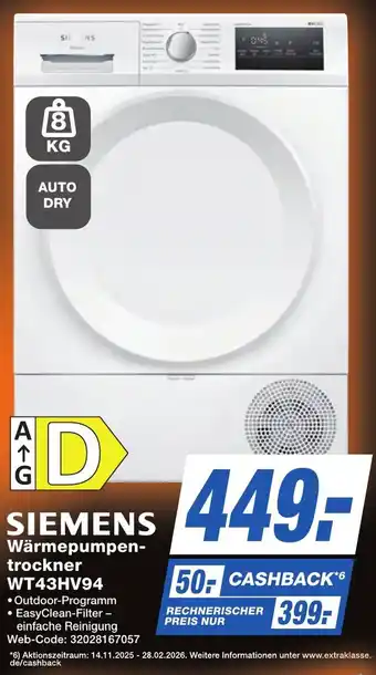 K+B Expert SIEMENS Wärmepumpentrockner WT43HV94 Angebot