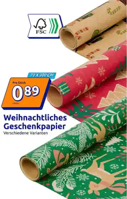 Action Weihnachtliches Geschenkpapier Angebot