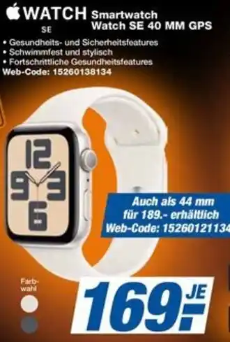 expert Techno Land Apple Smartwatch Watch SE 40 MM GPS Angebot