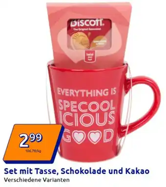 Action Set mit Tasse, Schokolade und Kakao Angebot