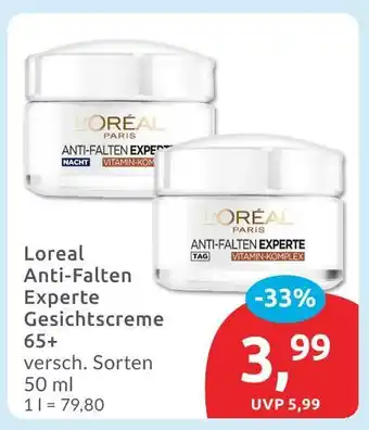 Budni L'oreal paris anti-falten experte gesichtscreme 65+ Angebot