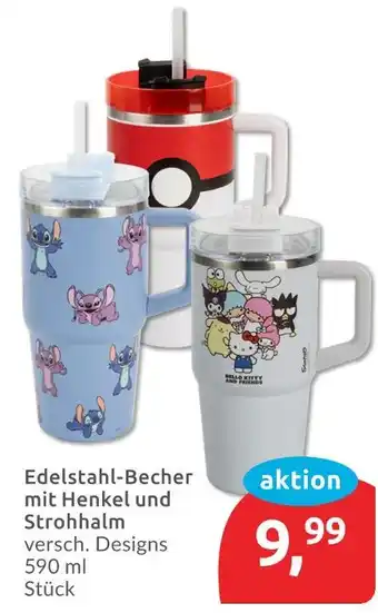 Budni Edelstahl-becher mit henkel und strohhalm Angebot