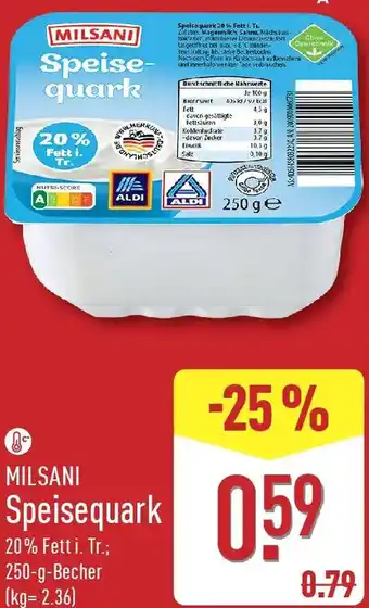 Aldi Nord MILSANI Speisequark Angebot