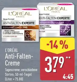 Aldi Nord L'ORÉAL Anti-Falten- Creme Angebot