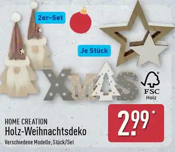 Aldi Nord HOME CREATION Holz-Weihnachtsdeko Angebot