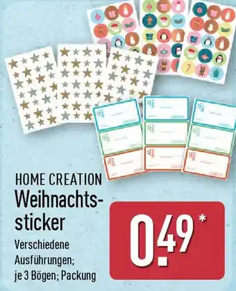 Aldi Nord HOME CREATION Weihnachts- sticker Angebot