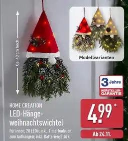 Aldi Nord HOME CREATION LED-Hänge- weihnachtswichtel Angebot