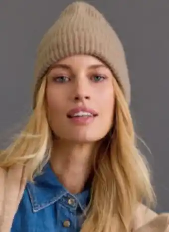 Galeria Cashmere-Beanie, Rippe mit Umschlag Angebot