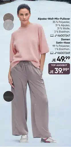 Galeria MANGUUN Alpaka-Woll-Mix-Pullover Damen Satin-Hose Angebot