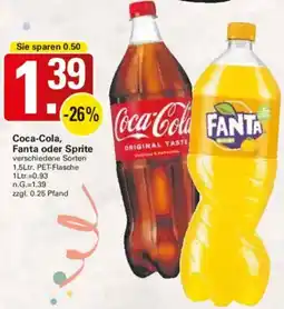 WEZ Coca-Cola, Fanta oder Sprite Angebot