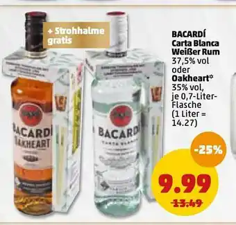 PENNY Bacardí Carta Blanca Weißer Rum Oder Oakheart Angebot