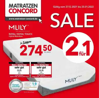 Matratzen Concord Mlily Royal Oder Royal Touch Hybrid-matratzen Angebot