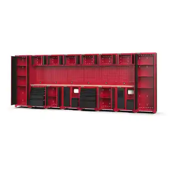 Netto Marken-Discount Feistos FEISTOS Werkstatteinrichtung Novo 6 Metall Werkstattschrank schwarz & rot 45,7x528x198cm Angebot