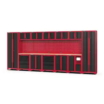 Netto Marken-Discount Feistos FEISTOS Werkstatteinrichtung Novo 5 Metall Werkzeugschrank schwarz & rot 45,7x462x198cm Angebot