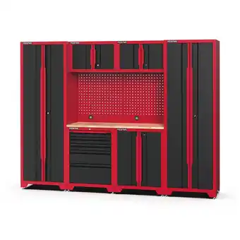 Netto Marken-Discount Feistos FEISTOS Werkstatteinrichtung Novo 2 Metall Werkstattschrank schwarz & rot 45,7x264x198cm Angebot