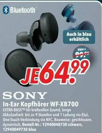 dodenhof Sony In-ear Kopfhörer Wf-xb700 Angebot