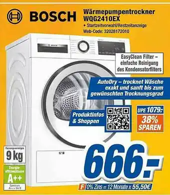 Expert Klein Bosch Wärmempumpentrockner Wqg2410ex Angebot