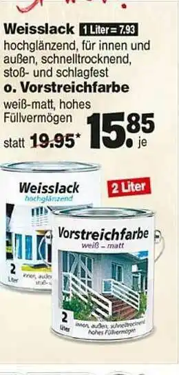 Repo Markt Weisslack O. Vorstreichfarbe Angebot