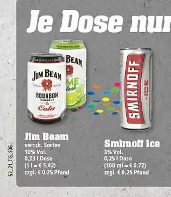 trinkgut Jim Beam Smirnoff Ice Angebot