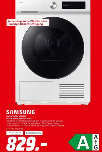 MediaMarkt Samsung dv90db7845gwu2 wärmepumpentrockner Angebot