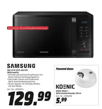 MediaMarkt Samsung mg 23 b 3515 ak/en mikrowelle Angebot