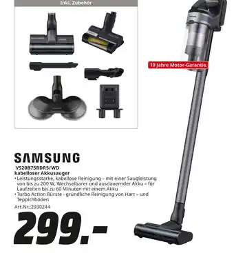 MediaMarkt Samsung vs20b75bdr5/wd kabelloser akkusauger Angebot