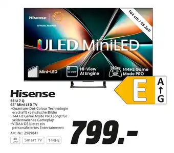MediaMarkt Hisense 65 u 7 q 65 mini led tv Angebot