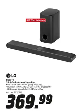 MediaMarkt Lg ds77ty 3.1.3-dolby atmos soundbar Angebot