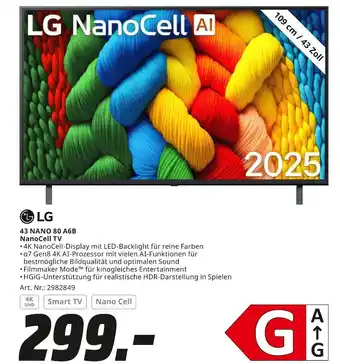 MediaMarkt Lg 43 nano 80 a6b nanocell tv Angebot