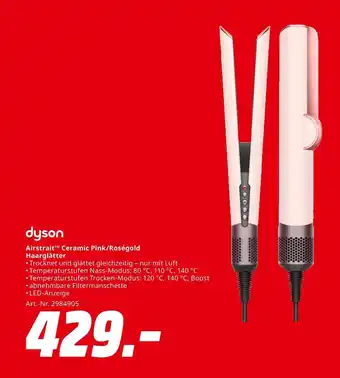 MediaMarkt Dyson airstrait ceramic pink/roségold haarglätter Angebot