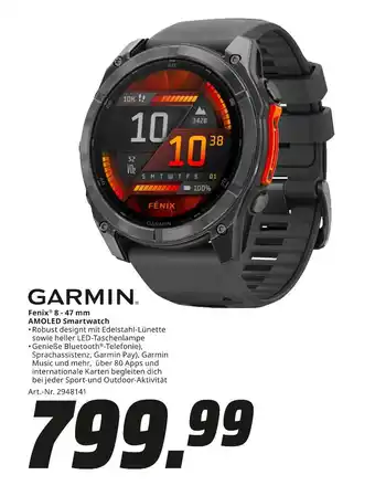 MediaMarkt Garmin fenix 8 - 47 mm amoled smartwatch Angebot