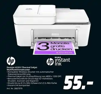 MediaMarkt Hp deskjet 4220 e thermal inkjet multifunktionsdrucker Angebot